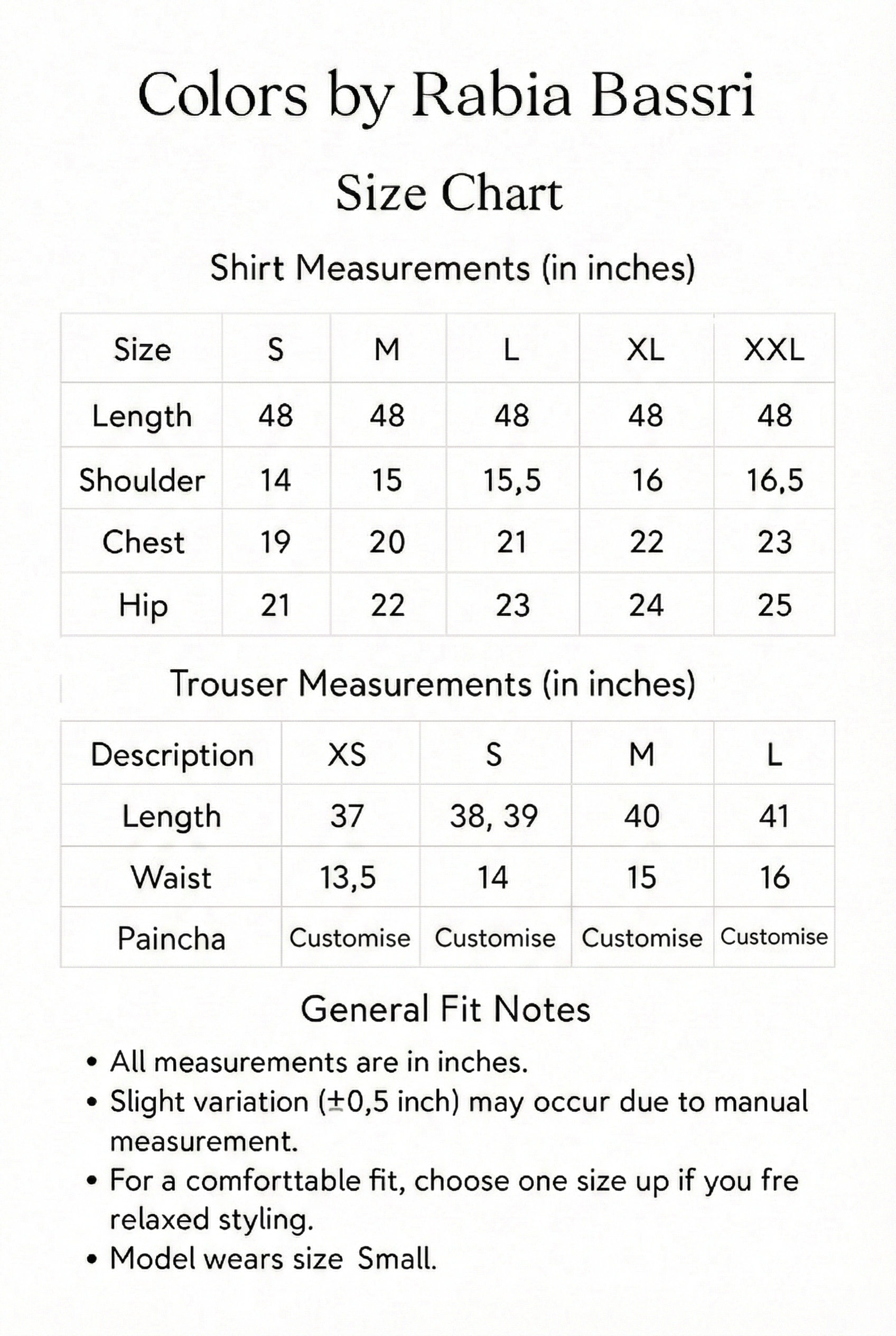 Size Chart