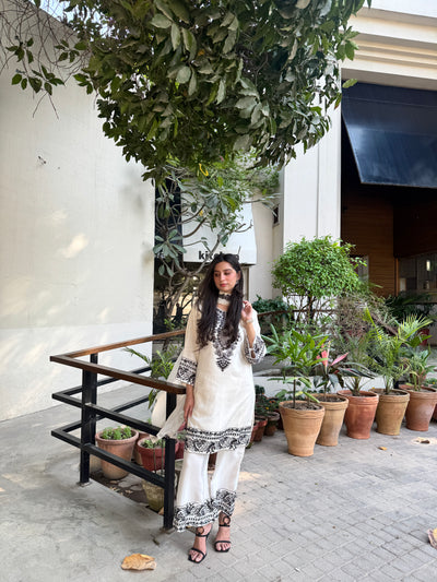 Ivory Noir Embroidered